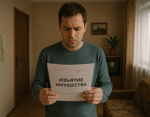 Человек получает уведомление об аресте имущества дома
