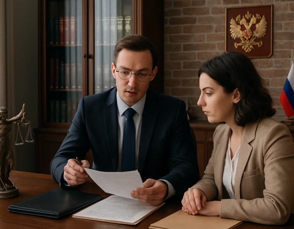 Консультация у юриста с документами в российском офисе