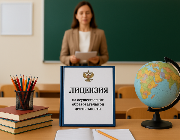 Учитель готовится к уроку в учебном классе с материалами