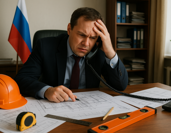 Менеджер обсуждает задержки по телефону на фоне планов