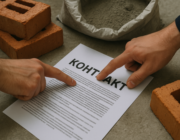 Руки указывают на спорные пункты в документах по строительству